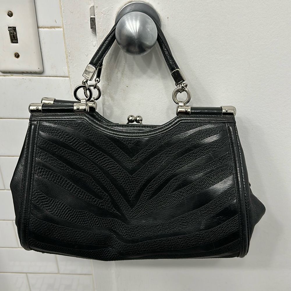 Coach Handbag. Black Zebra Print.